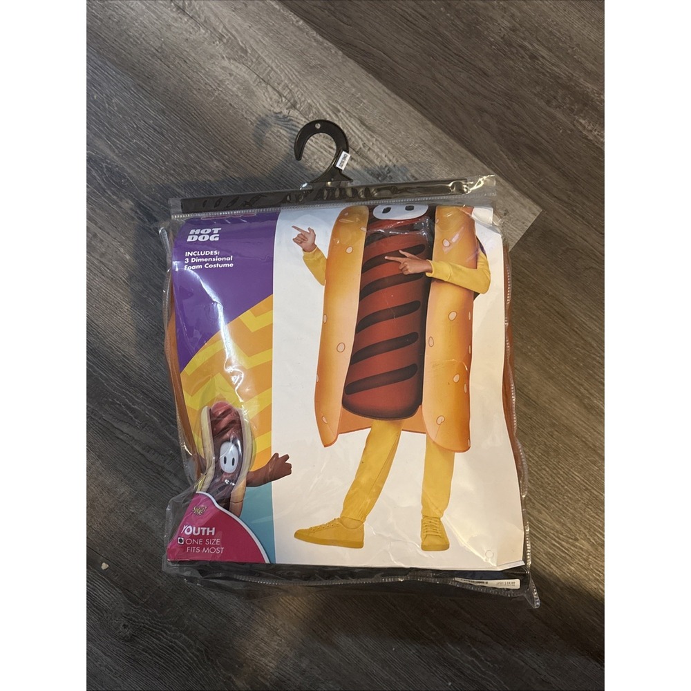 FALL GUYS Spirit Halloween Hot Dog Kids Costume Youth One Size Fits Most No Face - Picture 1 of 5